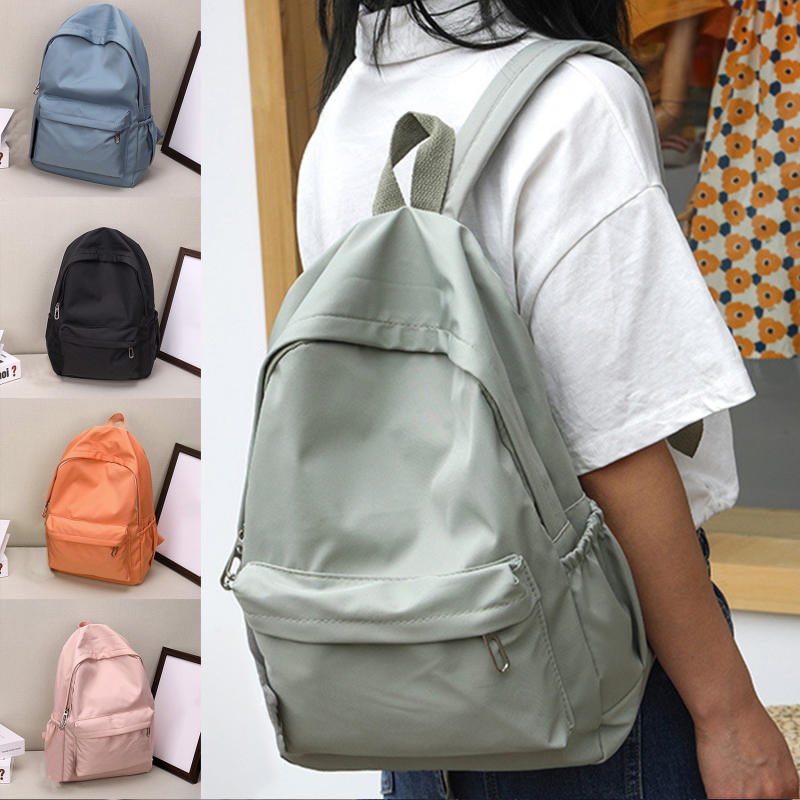 Mochila feminina de cor lisa,  - Canvas Backpack Casual avaliação e preço